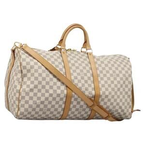 LOUIS VUITTON Damier Azur Keepall Bandouliere 55 Boston Bag N41429